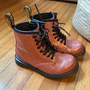 Kids Dr. Marten pink glitter boots. Size 2